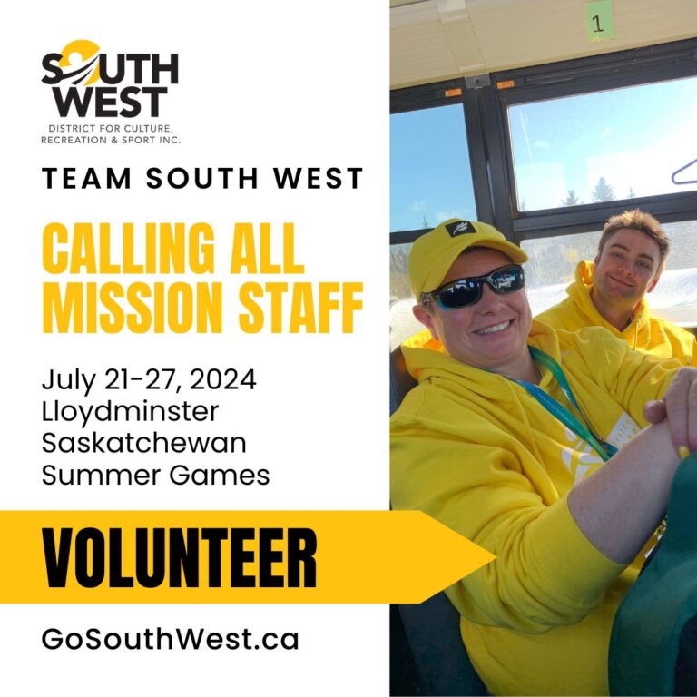 Calling All Mission Staff | Volunteer for Team South West headed to the 2024 Sask Summer Games | Apply Now